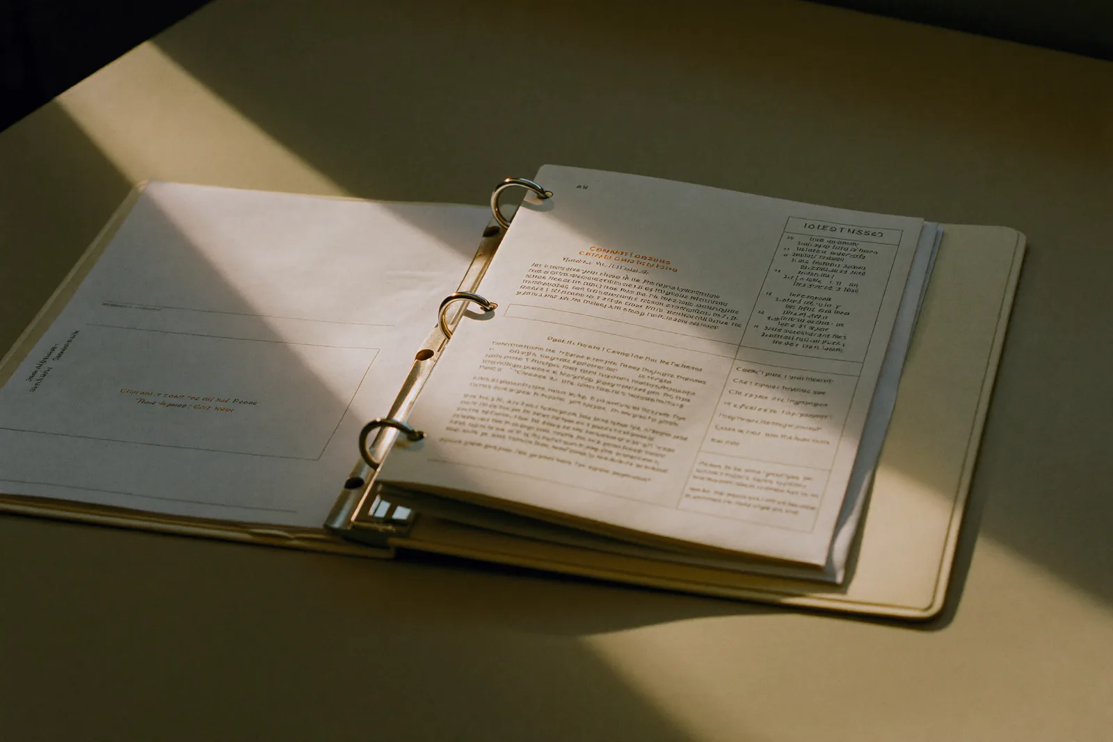 Leasing office desk with an open binder and a deposit form